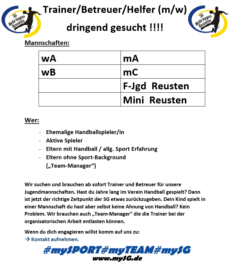 Trainer gesucht 2020